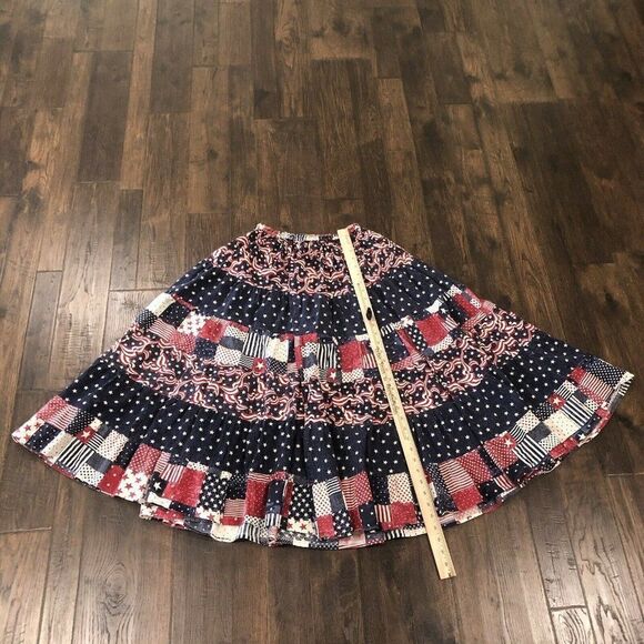Vintage The Goldiggers 70s Floral Midi Skirt Boho Gypsy‎ Peasant Flags Patriotic - Picture 5 of 10